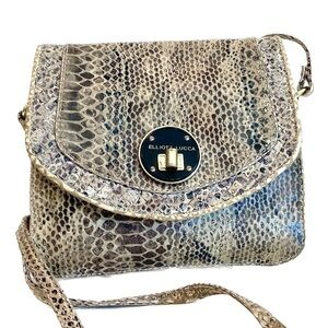 Elliott Lucca Vintage Python Snakeskin Rojo Flap Crossbody